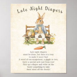 Peter the Rabbit Baby Shower Late Night Diaper Poster