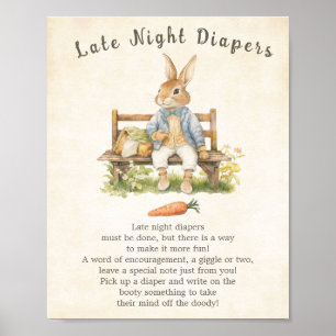 Peter the Rabbit Baby Shower Late Night Diaper Poster