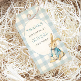 Peter The Rabbit Blå Gingham Födelsedag Tack Presentetikett