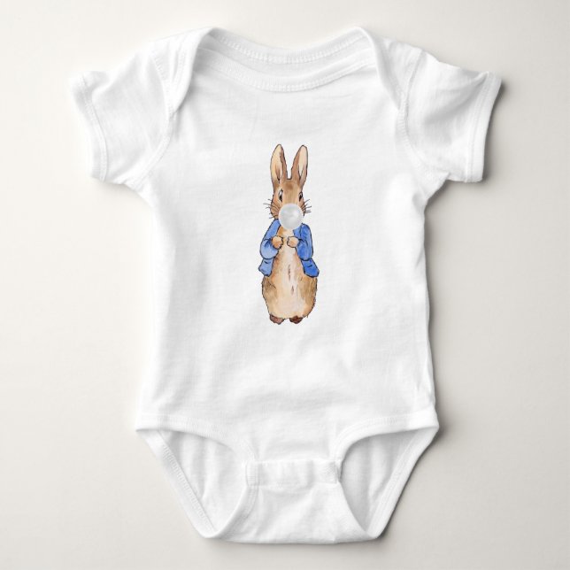 Peter the Rabbit Blowing White Gum T Shirt (Framsida)
