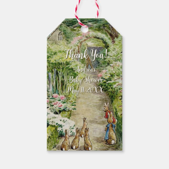 Peter the Rabbit Garden Baby Shower Presentetikett (Framsidan)