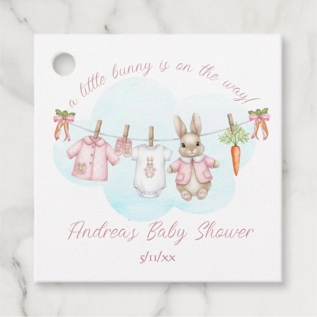 Peter the Rabbit Girl Clothesline Baby Shower Gåvor Etiketter (Framsida)