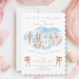 Peter the Rabbit Girl Clothesline Baby Shower Inbjudningar