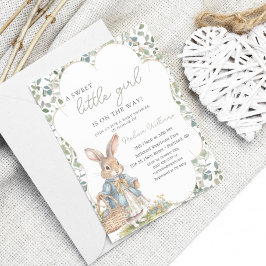 Peter the Rabbit Greenery Girl Baby Shower Inbjudningar