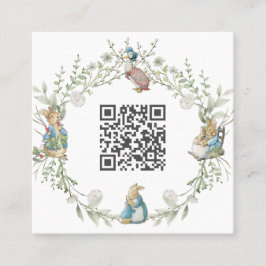 Peter the Rabbit Wildflower QR Code Fyrkantigt Visitkort