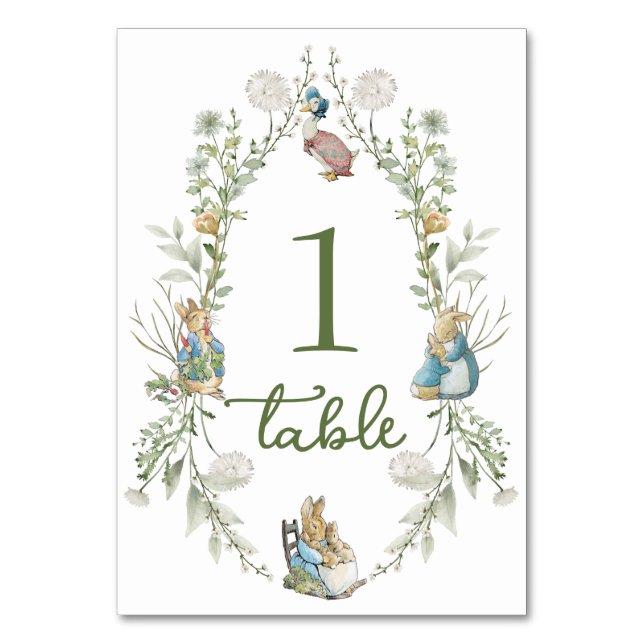Peter the Rabbit Wildflower Table Number Bordsnummer (Framsidan)