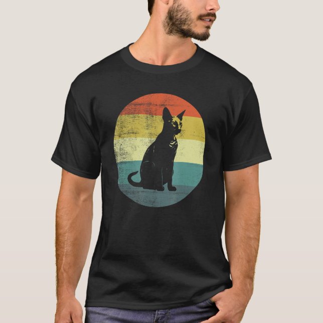 Peterbald Katt Retro Design T Shirt (Framsida)