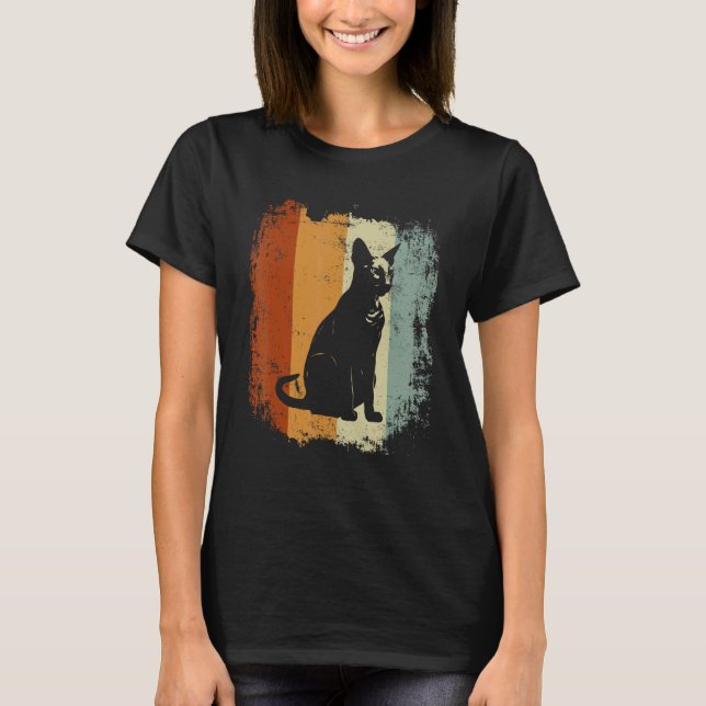 Peterbald Katt Retro Stil T Shirt (Framsida)