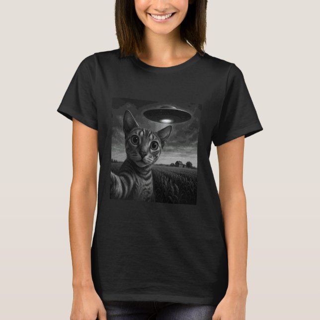 Peterbald katt selfie med UFO T Shirt (Framsida)