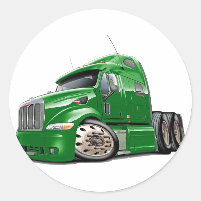Peterbilt Grönt Lastbil Runt Klistermärke (Framsida)