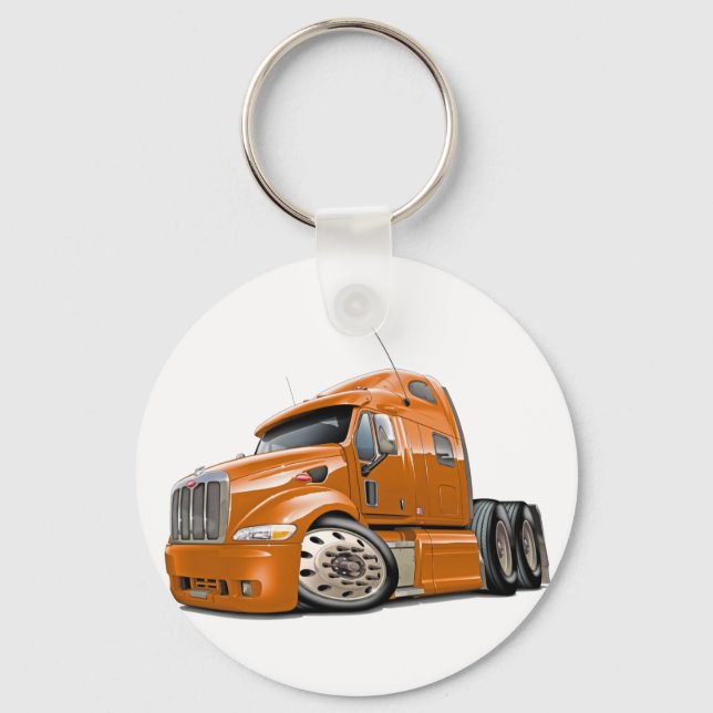 Peterbilt Orange Lastbil Nyckelring (Framsida)