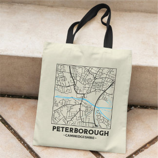 Peterborough, Cambridgeshire City Map Tote Bag Tygkasse