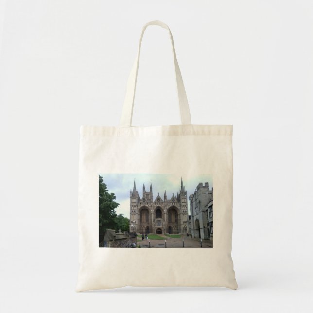 Peterborough Cathedral Front View White Tote Bag Tygkasse (Framsidan)