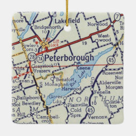 Peterborough ON Vintage Karta Julgransprydnad Keramik
