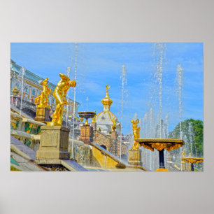 Peterhof Gyllene Statyer, Ryssland Poster