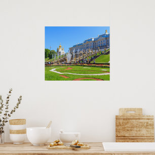 Peterhof Palace och Grand Cascade i fontän Poster