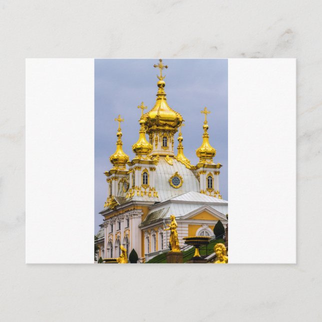 Peterhofpalatset och trädgårdar St. Petersburg Rys Vykort (Framsida)