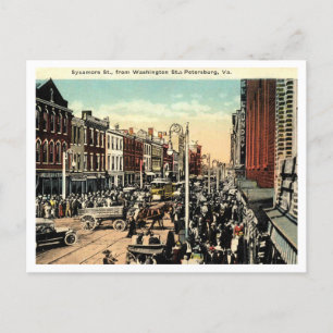 Petersburg VA, Sycamore St View, 1920-talets Vinta Vykort