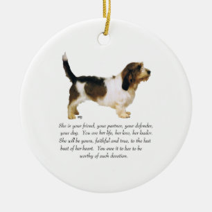 Petit Basset Griffon kvinnliga Vendeen Julgransprydnad Keramik