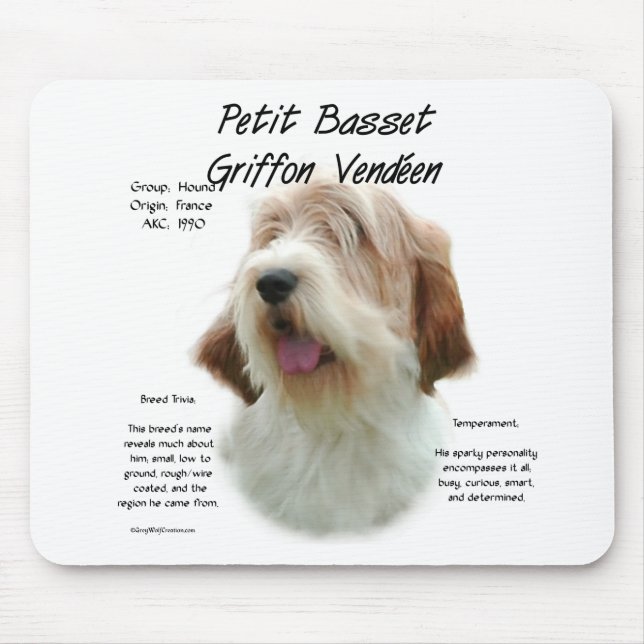 Petit Basset Griffon Vendeen History Design Musmatta (Framsidan)