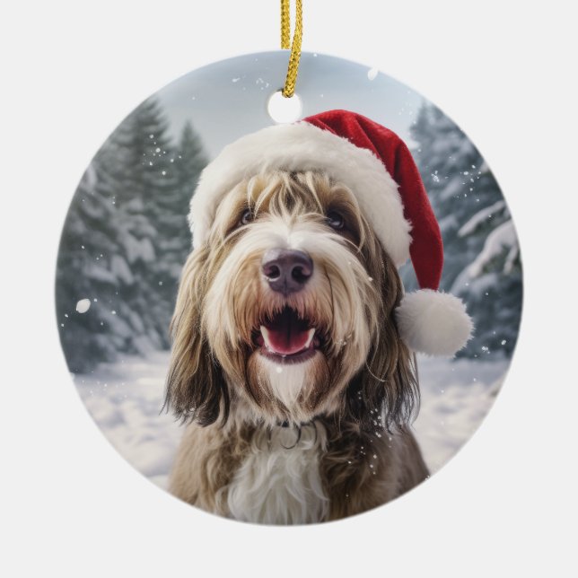 Petit Basset Griffon Vendeen Hund jul Julgransprydnad Keramik (Framsidan)