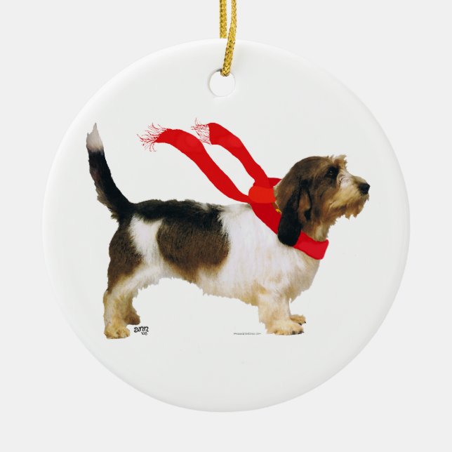 Petit Basset Griffon Vendeen Julgransprydnad Keramik (Framsidan)