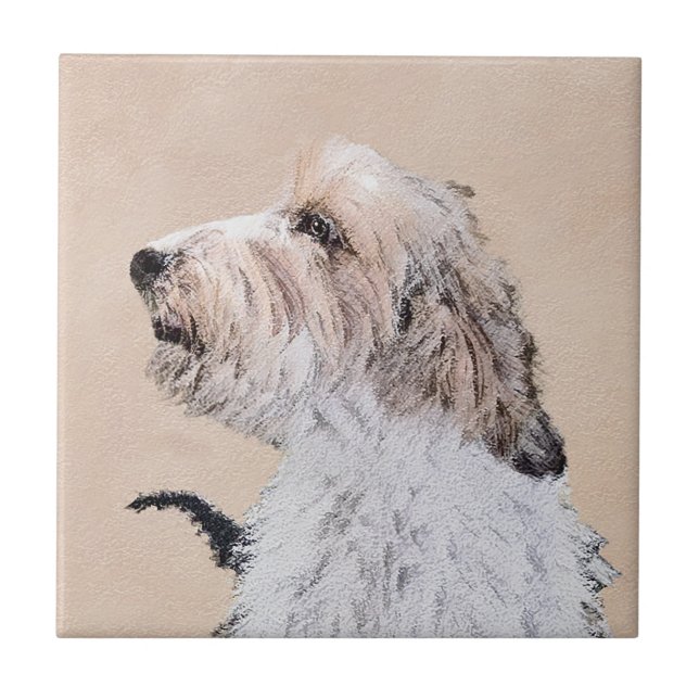 Petit Basset Griffon Vendéen Painting - Hund Art Kakelplatta (Framsidan)