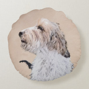 Petit Basset Griffon Vendéen Painting - Hund Art Rund Kudde