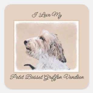 Petit Basset Griffon Vendéen Painting - Hund Art S Fyrkantigt Klistermärke