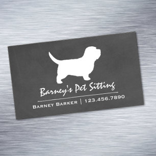 Petit Basset Griffon Vendeen PBGV Hund Silhouette Magnetiska Visitkort