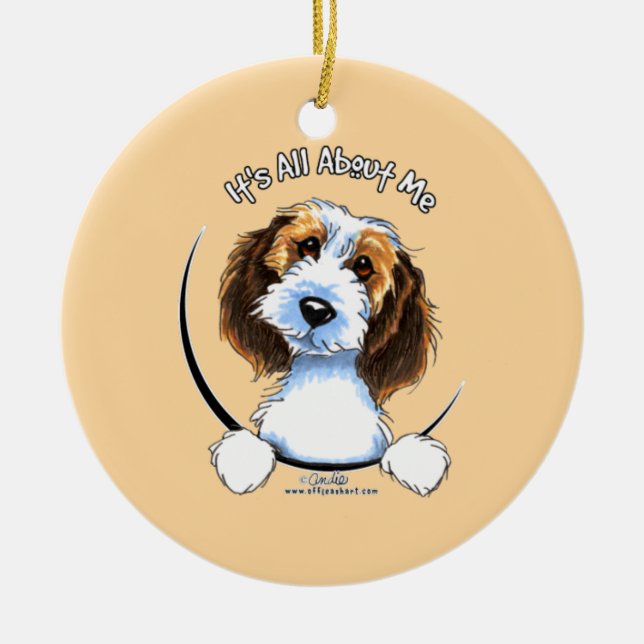 Petit Basset Griffon Vendeen PBGV IAAM Julgransprydnad Keramik (Framsidan)