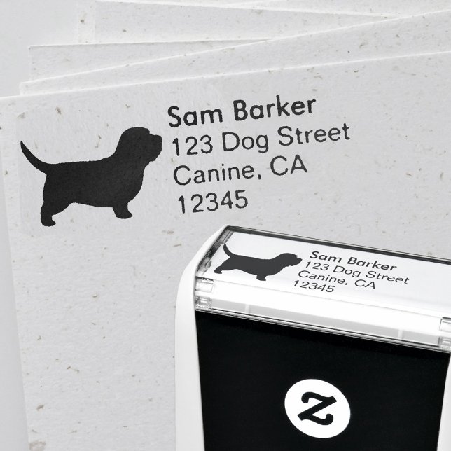 Petit Basset Griffon Vendeen PBGV Returadress Självfärgande Stämpel (Skapare uppladdad)