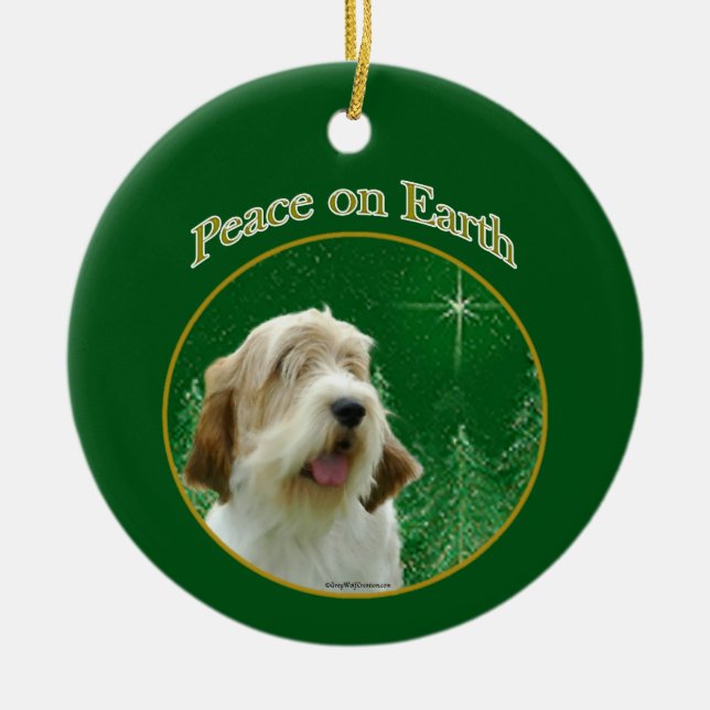 Petit Basset Griffon Vendeen Peace Julgransprydnad Keramik (Framsidan)