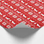 Petit Basset Griffon Vendeen Silhouettes jul Presentpapper<br><div class="desc">PBGV Helgdag Gift Wrap. Röd och vit juldrut i sticka, stil mönster med Petit Bassett Griffon Vendeen silhouettes. Upptäck någons helgdag med en speciellare gåva som är inslagen i den här söta hundarna och som är papprare. Ta en titt på Jenns Doodle World för ännu fler hundar Julafton-presenter och PBGV-älskare....</div>