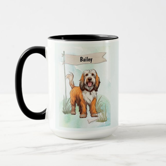 Petit Basset Griffon Vendeen Watercolor Dog Mugg (Vänster)