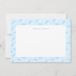 Petit Blå Whimsical Bågar Daisy Monogram Pappersko Tack Kort