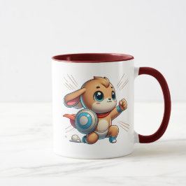 Petit chiot super-héros avec bouclier. mugg