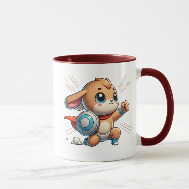 Petit chiot super-héros avec bouclier. mugg (Höger)