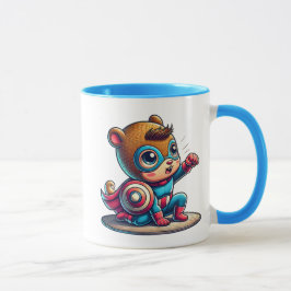 Petit enfant super-héros avec bouclier. mugg