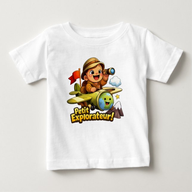 Petit Explorateur Cute Baby Adventure Illustration T Shirt (Framsida)