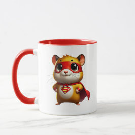 Petit hamster super-héros avec sa cape. mugg