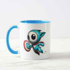 Petit héros extraterrestre avec bouclier. mugg