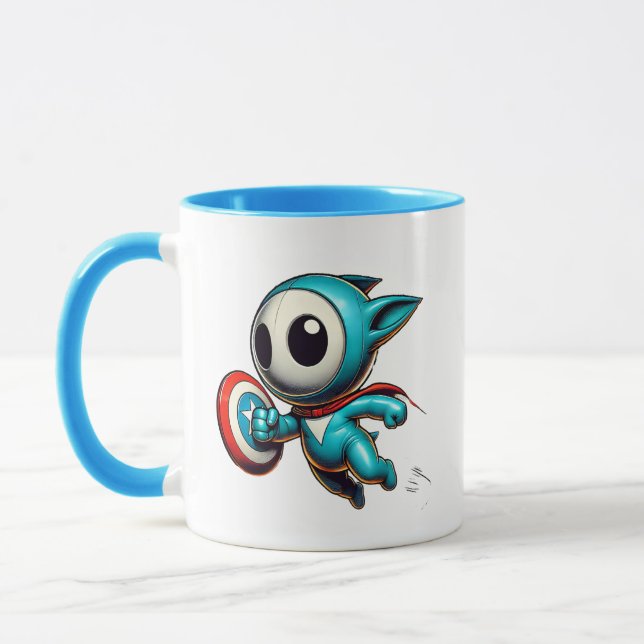 Petit héros extraterrestre avec bouclier. mugg (Vänster)
