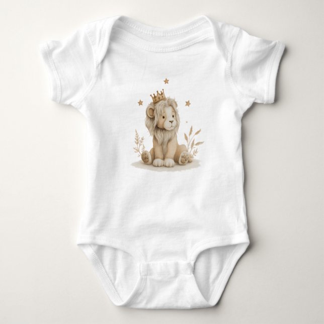 Petit Lion Royal à Couronne Dorée – Aquarelle T Shirt (Framsida)