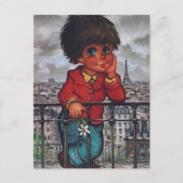 Petit Poulbot à la fleur Vykort (Framsida)