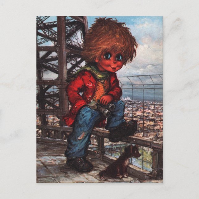 Petit Poulbot à la Tour Eiffel Vykort (Framsida)