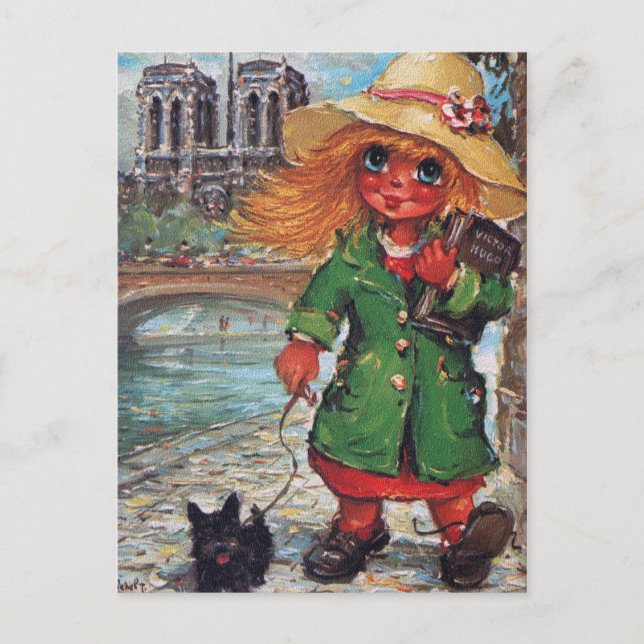 Petit Poulbot et petit chien Vykort (Framsida)