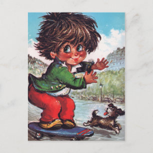 Petit Poulbot-skridskiffer Vykort