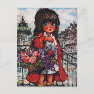 Petit Poulbot vendeuse de fleurs Vykort