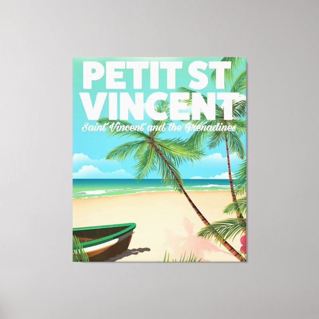 Petit Saint Vincent vintage stil-stranden poster Canvastryck (Framsida)